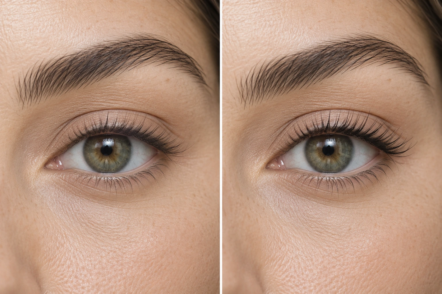 Illustrative before and after lash styling comparison
