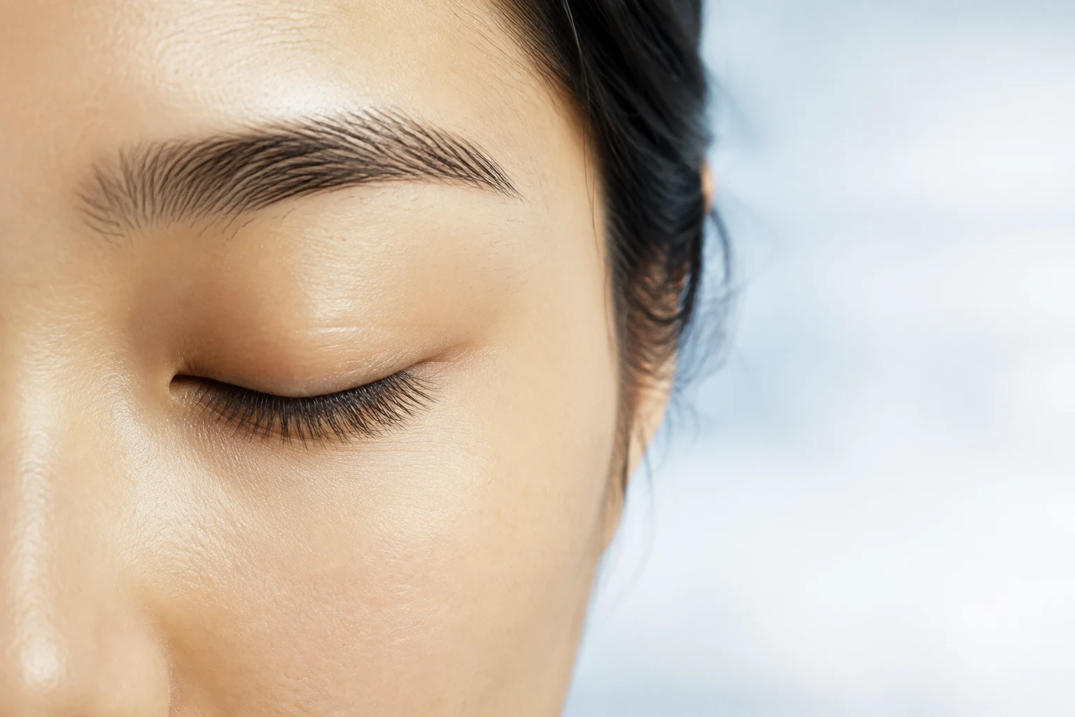 Editorial close-up of natural lashes