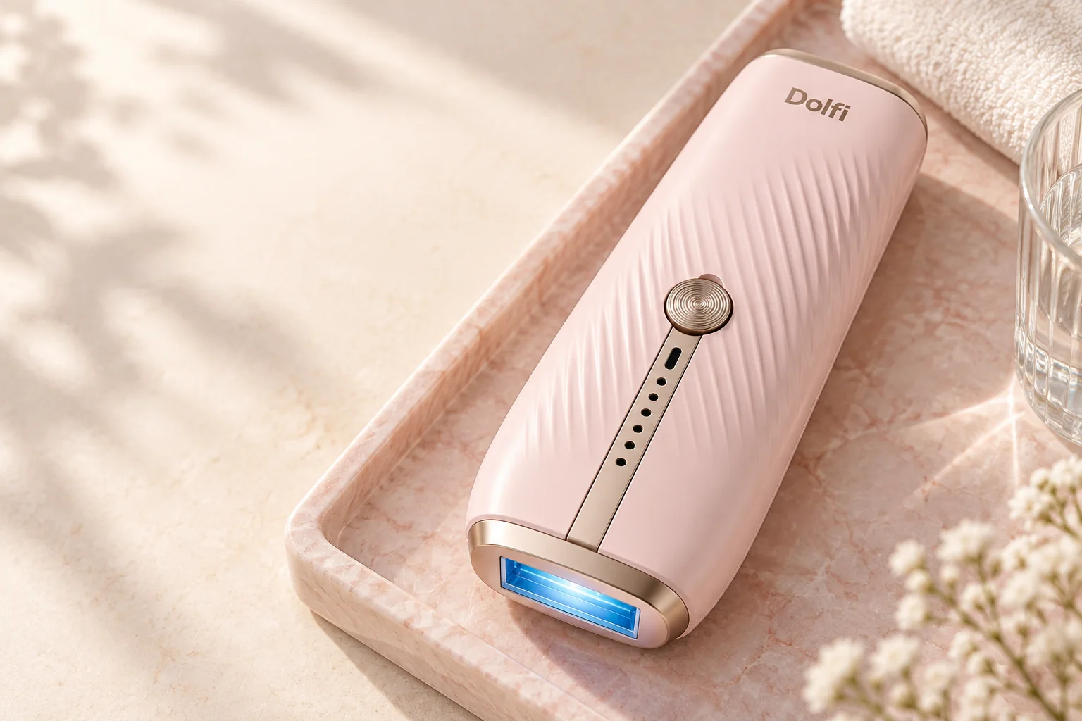 Sapphire treatment window on the pink Dolfi device